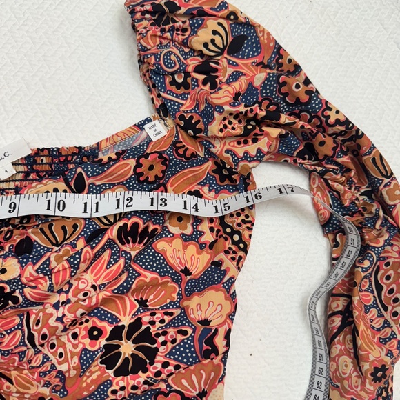 A.L.C. Chandler Floral Cotton Sweethear Top Dark Navy/Chestnut Size 4 - Picture 10 of 11